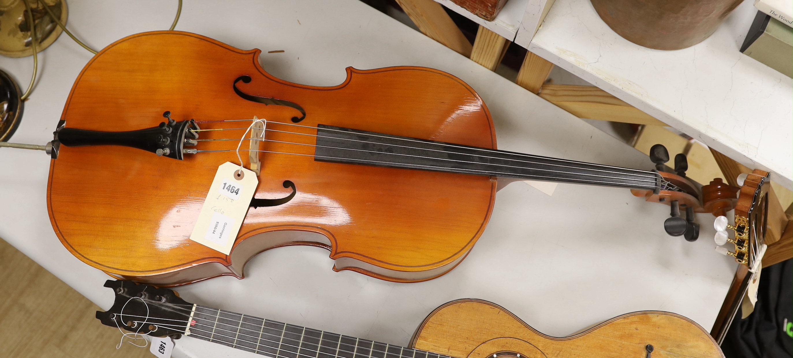 An unlabelled student's cello